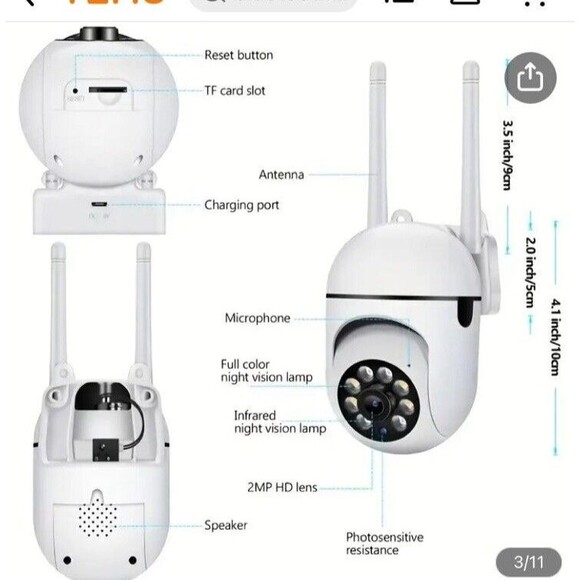 Wireless IP Security Camera 5G/2.4G HD WIFI Outdoor Smart Home Cam PTZ 1080P - Picture 8 of 9